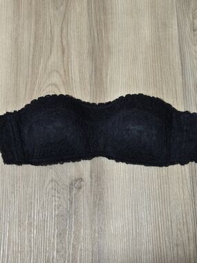 aerie Black Lace Strapless Bandeau Bra